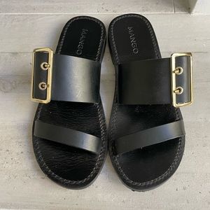 Mango black sandals w/ gold buckle size 38